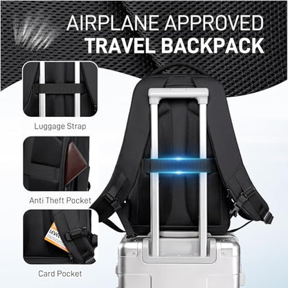 FENRUIEN Business Laptop Backpack for Men, Anti-Theft Travel Backpack with USB Charging Port, Water-Resistant Computer Pack Fits 15.6" Laptop, TSA-Friendly Commuter Daypack, Black - style: Regular Backpack