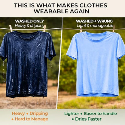 Ultra-Light Clothes Wringer – Manual Water Remover for Hand Washed Clothes, Speeds Up Air Drying for Camping, Caravan & Off-Grid Travel