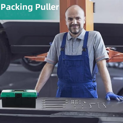 lukar 23pcs Packing Extractor, Pump Packing Puller Set, Packing Seal Puller, Stainless Steel Removable Tip, Flexible Packing Hook Extractor, Valve Packing Removal Tool with Toolbox