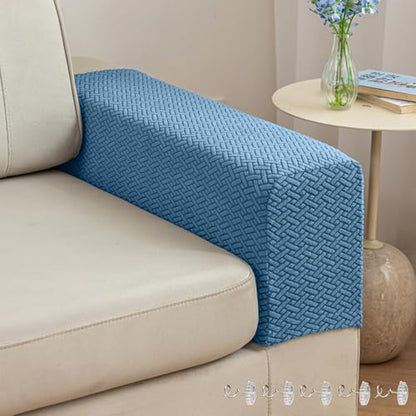 Yoovat Couch Arm Covers Sofa Arm Cover armrest Covers for Sofa Couch Armrest Cover Chair Arm Cover Set of 2 (Texture-Blue,Large (Set of 2)) - color: Texture-blue, size: Large (Set of 2)