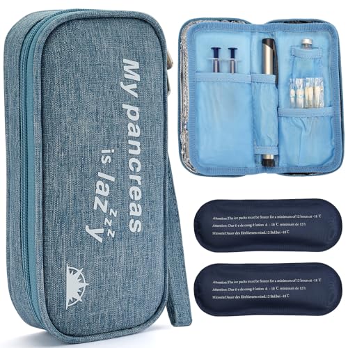 apollo walker Insulin Cooler Travel Case Diabetic Medication Cooler with Ice Packs and Insulation Liner Insulin Cooler Travel case TSA Approved - color: Light Blue, size: Small