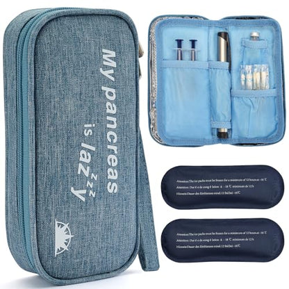 apollo walker Insulin Cooler Travel Case Diabetic Medication Cooler with Ice Packs and Insulation Liner Insulin Cooler Travel case TSA Approved - color: Light Blue, size: Small