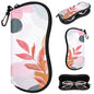 Sunglasses Case with Belt Clip, Ultra Light Neoprene Zipper Soft Padded Glasses Case for Women Men - color: Boho Leaves