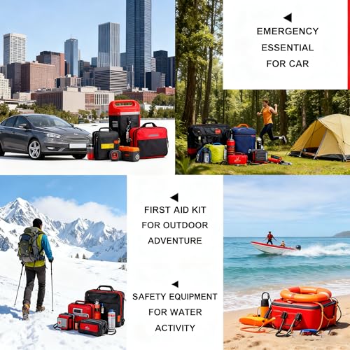 279PCS Small Travel First Aid Kit Supplies for Business, First Aid Emergency Set Backpacking Essentials Items Trauma Survival Kits for Outdoor Adventure, Black AMORNING - style: 279PCS-Black