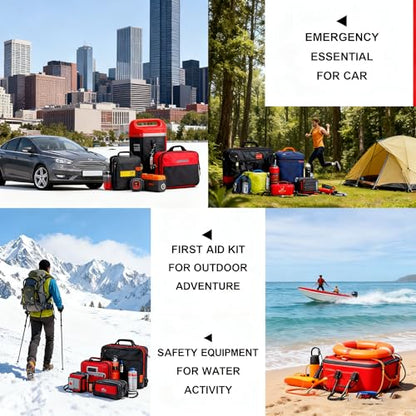 279PCS Small Travel First Aid Kit Supplies for Business, First Aid Emergency Set Backpacking Essentials Items Trauma Survival Kits for Outdoor Adventure, Black AMORNING - style: 279PCS-Black