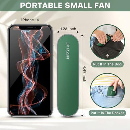 Portable mini handheld Fan, small Rechargeable Personal Fan for 9-15 Hours Runtime, Pocket Design for Travel/Women Essentials/vacation/beach/vacation/airplane/disney - color: Green