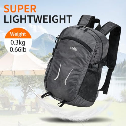 Small Hiking Backpack 35L Travel Lightweight Hiking Packable Daypack Water-Resistant Foldable Backpacks for Women Men Camping (Grey) - color: Grey, size: 35L