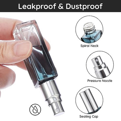 Segbeauty Refillable Perfume Bottle Travel, 5 Set of 10ML Pocket Glass Perfume Atomizer, Empty Fine Mist Mini Travel Bottles Set Cologne Atomizer Dispenser Fragrance Sprayer Cosmetic Container - color: Blue-silver, style: Mini Bottles