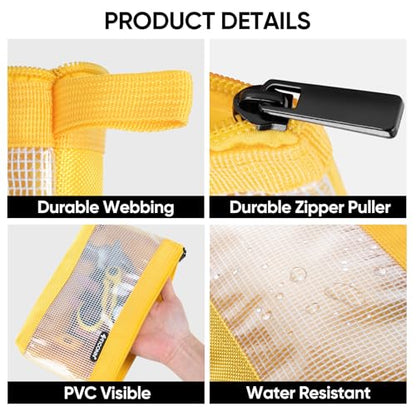 TICONN Tool Pouch, 1680D Oxford Small Tool Bag, Tool Pouches with Zipper, Clear Utility Bag Zipper Pouch for Tool Organizers and Storage (9PK Combo) - size: Clear, 9 Pack Combo