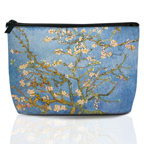 Blossoming Almond Tree Cosmetic Bag Flower Makeup Bags,Travel Make up Bags for Women Girls Cute Zipper Pouch Toiletry Organizer Bag Travel Essentials - color: Blossoming Almond Tree