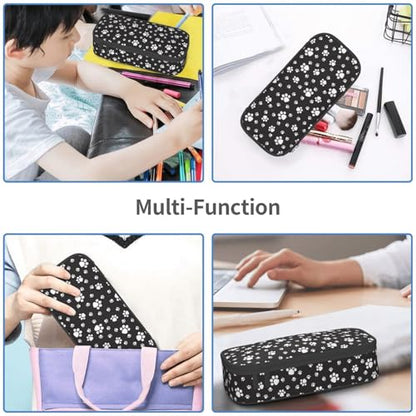 Perinsto Cute Dog Cat Paws Pencil Case Big Capacity Multi Compartment Stationery Box Pencil Pouch Holder Desk Organizer For School Office Home - color: Paws #02