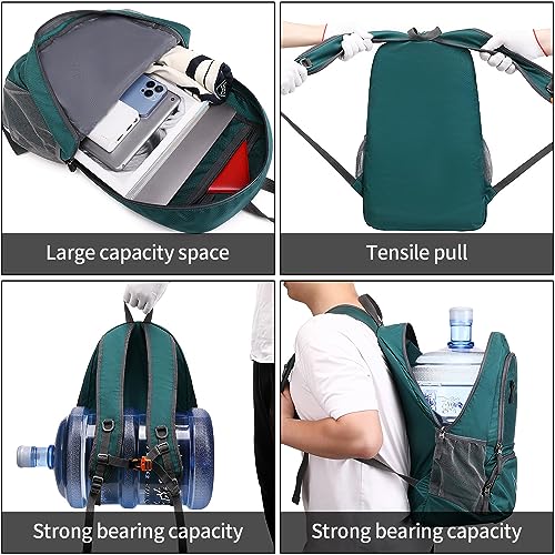 FENGDONG 35L Lightweight Foldable Waterproof Packable Travel Small Hiking Backpack Daypack for men women - color: A9-dark Green