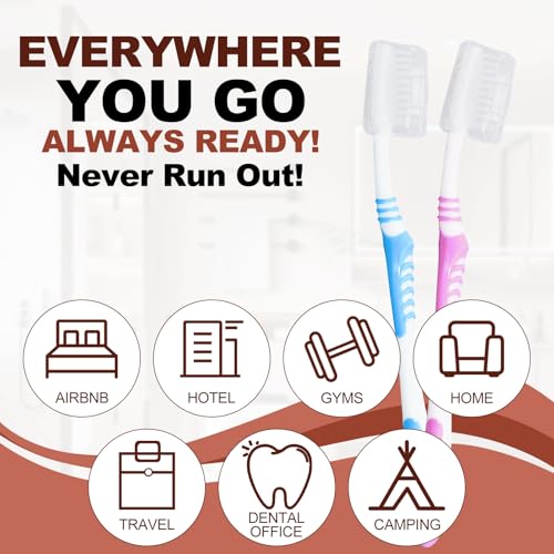 Disposable Toothbrushes with 45 Grams Toothpaste Individually Wrapped, Travel Kit White Plastic Zip Bag,Toothbrush Head Cover, Bulk Toothbrush for Homeless,Travel,Shelter,Air Bnb,Hotel,Guest (20)