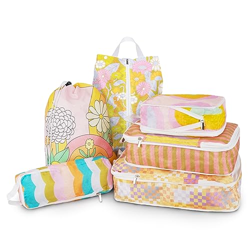 6 Pcs Compression Packing Cubes, Packing Cubes for Travel, Waterproof Luggage Organizer Bags Set, Cute Packaging Cubes for Women Kids Backpack Carry-Ons - color: Macaron Color, size: 6 Set