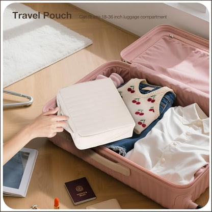 Abiudeng Standing Travel Makeup Bag Stand up Make up Bag Travel Toiletry Bag with Multiple Compartments Large Capacity for Women Business Trips Fitness and Daily Commutes (White) - color: White