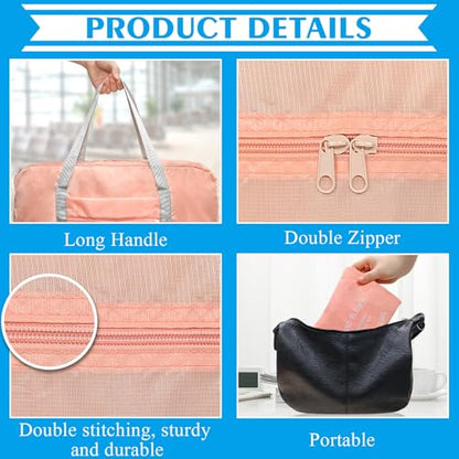 Travel Bag 36 Packes Carry on Luggage Foldable Duffel Bag Sports Gym Bag Weekender Overnight Bag Water Resistant Nylon Travel Duffel for Men Women - color: Pink 36