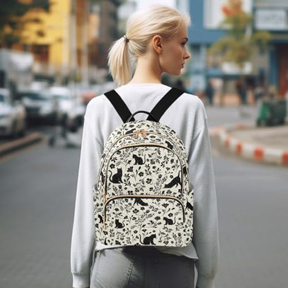 Women Fashion Backpack Purse Casual Lightweight Travel Shoulder Bag Flowers Cat Rucksack Ladies Bag, Medium - color: Color 01, size: Medium