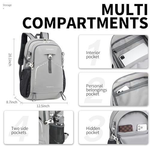 35L Lightweight Packable Backpack – Durable Foldable Daypack for Travel, Hiking, and Gym (Grey) - color: 35l-grey