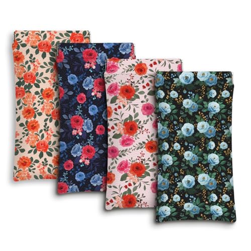 Eyeglass Cases 4 Pack,Boho Floral Pattern Sunglasses Case,PU Leather Soft Eye Glass Pouch for Women Men Student - color: Pink