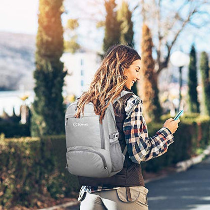 ZOMAKE Lightweight Packable Backpack 30L, Foldable Hiking Backpacks Water Resistant Compact Folding Daypack for Travel(Sliver Grey) - color: Sliver Grey