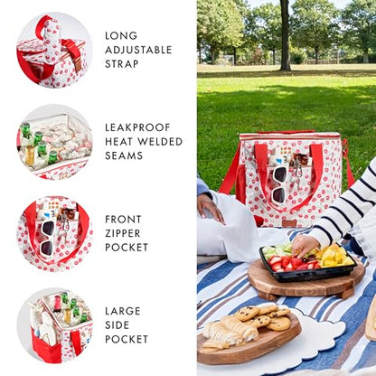 Fit & Fresh, 24-Can Soft Cooler Bag Insulated Leak-Resistant, Portable Soft Cooler, Large Cooler, Soft Sided Cooler Bag, Travel Cooler, Cherry - color: Cherry