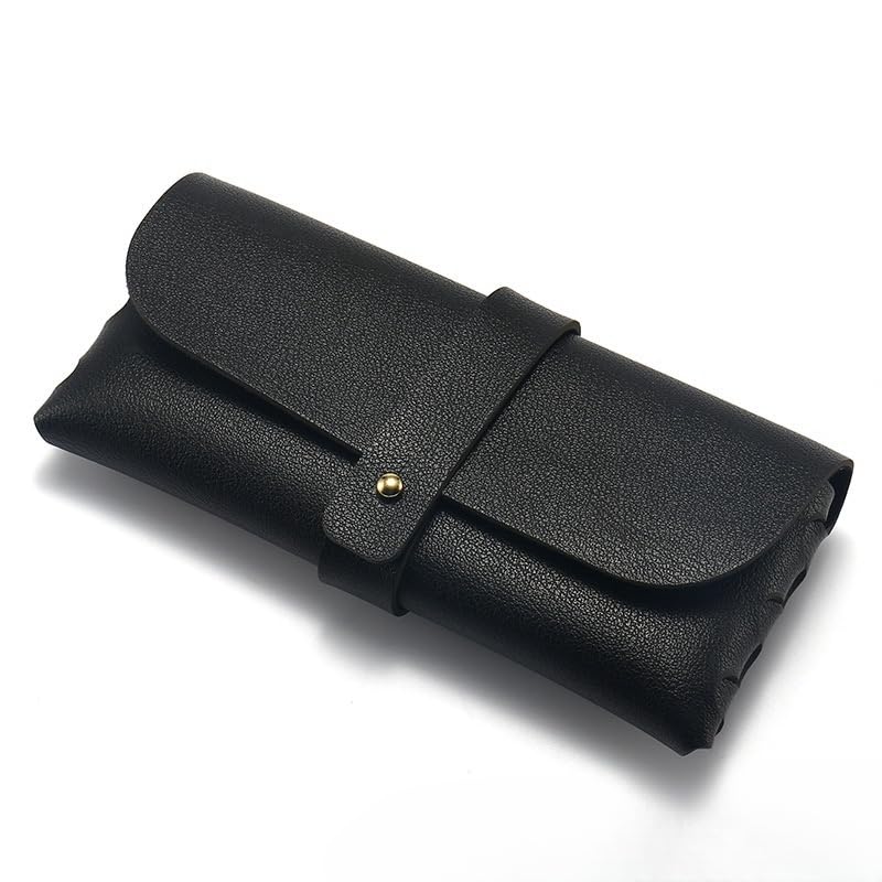 Portable Leather Glasses Case Anti-pressure Glasses Bag Coin Purse Storage Bag Suitable for Men and Women - color: Black and White Set of Two
