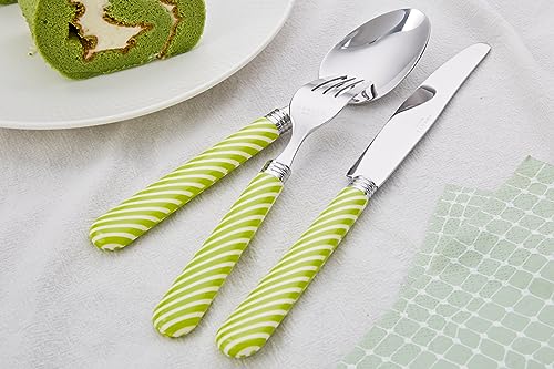 ANNOVA Silverware Set Stainless Steel Colorful Tableware Kitchen Flatware Set Utensils, Includes Dinner Knives, Forks, Spoons, Salad Forks & Dessert Spoons (Light Green, 20 Pieces) - color: Light Green