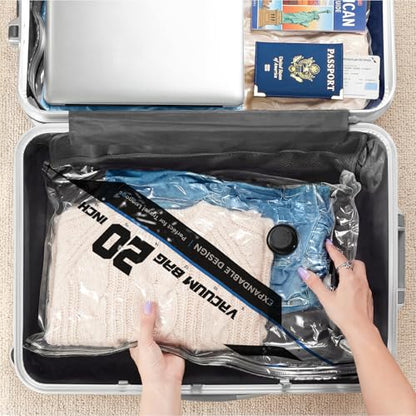 Vacuum Seal Bags for Clothing Travel with Rechargeable Electric Pump, Space Saver Vacuum Storage Bags Travel, Reusable Compression Bags for Luggage Home (15pcs,20/24/28) - color: 15pcs,20/24/28