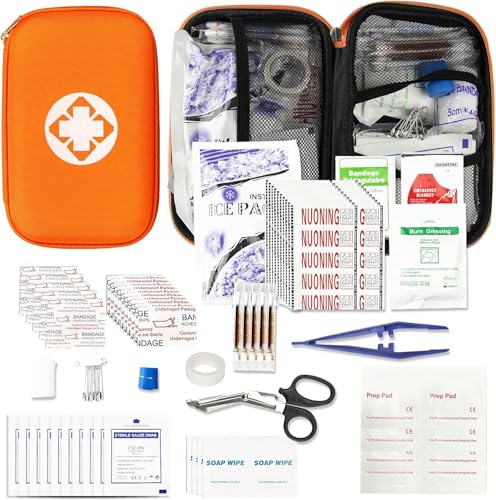 276PCS Mini Car First Aid Kit Travel Size for Business Trips, Compact First Aid Emergencies Kit Supplies for Rv Hiking Rode Trips Home Essentials, Orange AMORNING - style: Orange-276Pcs