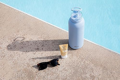 Ello Cooper 40oz Stainless Steel Water Bottle with Straw and Carry Handle, Double Walled and Vacuum Insulated Metal, Leak Proof Locking Lid with Soft Silicone Spout, Reusable, BPA Free, Halogen Blue - color: Halogen Blue, size: 40 Ounces
