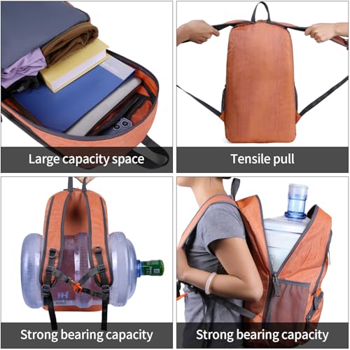 FENGDONG 35L Lightweight Foldable Waterproof Packable Travel Small Hiking Backpack Daypack for men women - color: A6- Dark Orange