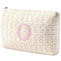 HBselect Initial Quilted Makeup Bag, Pink Cosmetic Travel Toiletry Bag, Flowers Coquette Zipper Make Up Pouch Organizer Teen Girl Gift Trendy Stuff O - color: 1Pc Medium Pinkflower, style: O