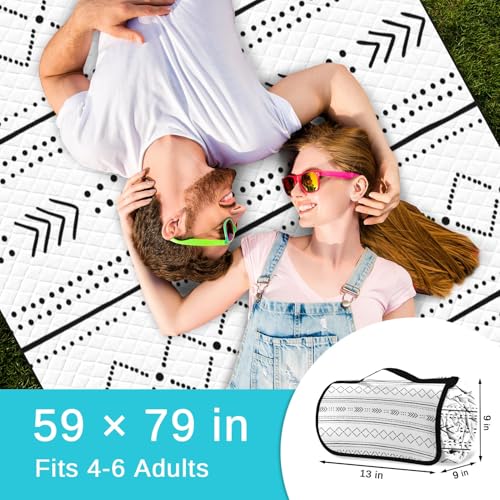 Waterproof Picnic Outdoor Blanket, 79" x 59" Sandproof Foldable Large Picnic Blanket for Beach, Camping, Park, Travel, Concert, Great Gift for Families and Couples (Simple Lines) - color: Simple Lines 03
