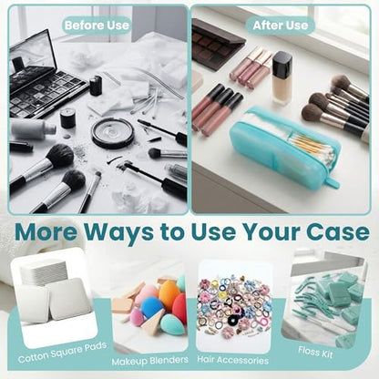 Cotton Pad Swab Travel Case, 2-in-1 Waterproof Organizer, VISFRESH (Blue) - color: Blue