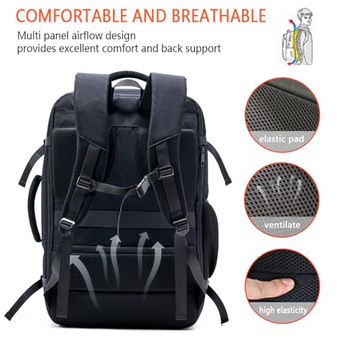 Travel Laptop Backpack, 50-60L Large Expandable Suitcase-Style Backpack for Business & Daily Travel, Carry-On Friendly with Side Water Bottle Pockets, Fits 18-Inch Laptops