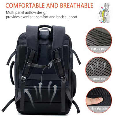 Travel Laptop Backpack, 50-60L Large Expandable Suitcase-Style Backpack for Business & Daily Travel, Carry-On Friendly with Side Water Bottle Pockets, Fits 18-Inch Laptops