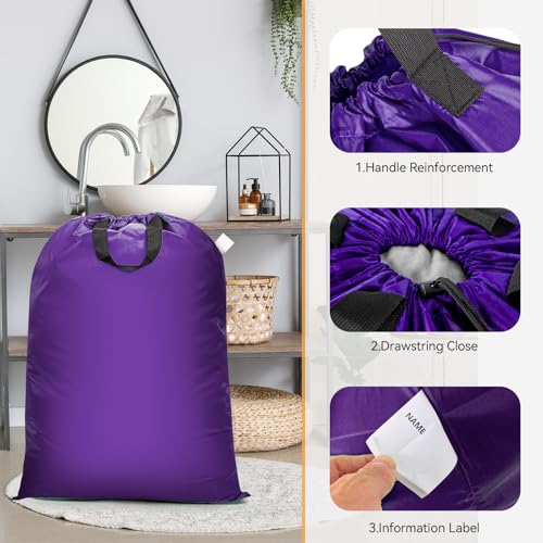 Isink Extra Large Heavy Duty Laundry Bag - 28" x 40", Travel Laundry Bag for Dirty Clothes, Purple - color: Extra Large Laundry Bag With Handles (Purple)