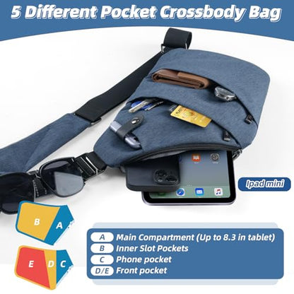 VADOO Sling Bag - Anti-theft Crossbody Shoulder Bag for Men and Women - color: Navy Blue