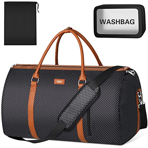 Garment Bag for Travel Convertible Carry On Garment Bag Large Travel Duffel Bags for Women 2 in 1 Hanging Suitcase Suit Travel Bags for Women & Men 3pcs Set - color: E-black Dot