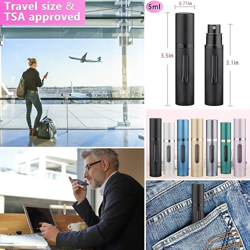 Refillable Perfume Atomizer Travel Bottle 5ml Leakproof Luxury Travel Perfume Refillable Bottle, Portable Perfume Atomizer (Black) - color: Black