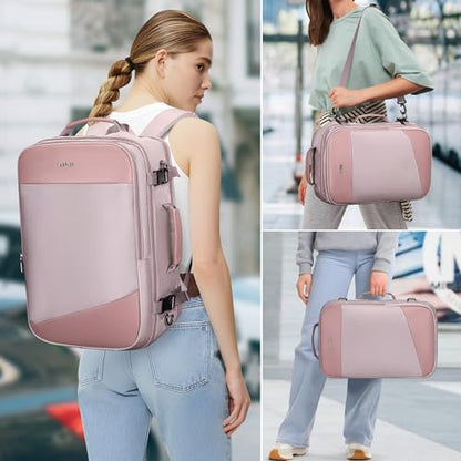 PIJUSHI Travel Backpack for Women Carry on Suitcase Backpack Flight Approved Personal Item Bag Fits 16 Inch Laptop(PE035 Light Purple) - color: Light Purple