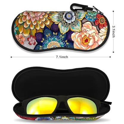 Sunglasses Soft Case, Ultra Light Portable Neoprene Zipper Glasses Case for Men Women - color: Colorful Mandala