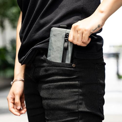 ALPAKA Zip Pouch Slate Grey X-Pac X21 - RFID-Blocking Small Cash and Card Zip Wallet with Carbon Neutral, Weatherproof Fabrics, EDC Pouch for Men Travel - color: Slate Grey-1