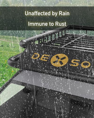 DEXSO 46" x 36" Universal Roof Rack Basket, 200 Lbs Capacity Rooftop Cargo Carrier Basket, Heavy Duty Luggage Holder Rack for SUVs, Trucks, Vehicles - size: 46" x 36"