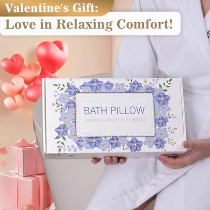 Bath Pillow Luxury Bathtub Pillow, Extra Soft & Comfortable Bath Pillow for Tub Head Neck and Back Support, with 4D Air Mesh Cushions & Non-Slip Suction Cups - Great Bath Gifts (Gray) - color: Gray