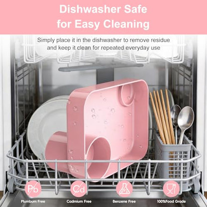 Car Seat Snack Tray for Kids, Mess-Free Square Travel Tray Cup Holder Snack Tray, Durable Car Food Tray for Toddlers, Universal Fit Kids Travel Road Trip Essentials (1, Pink) - color: pink