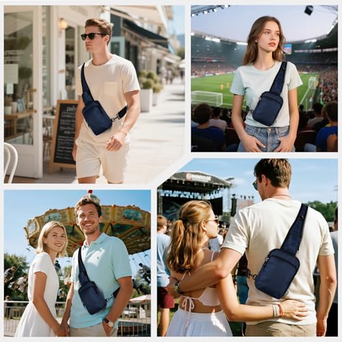 VADOO Sling Bag, Crossbody Bag with Zipper Lock, RFID Blocking & Water Resistant for Men and Women - color: Blue
