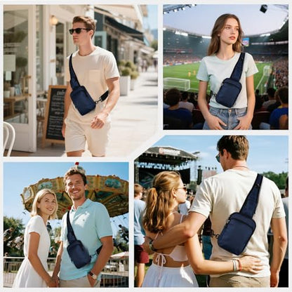 VADOO Sling Bag, Crossbody Bag with Zipper Lock, RFID Blocking & Water Resistant for Men and Women - color: Blue