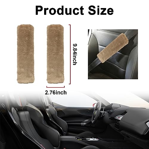 Ziciner 2 Packs Car Seatbelt Covers Shoulder Pad, Universal Soft Faux Sheepskin Shoulder Cover for Comfortable Driving, Fluffy Seat Belt Protector Help to Protect Your Neck and Shoulder (Light Brown) - color: Light Brown
