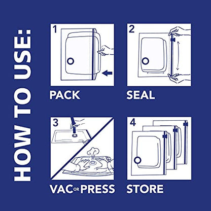 Hefty Shrink-Pak - 4 Large Vacuum Storage Bags for Clothes, Pillows, Towels, or Blankets - Space Saver Vacuum Sealer Bags Ideal Under Bed Storage Solutions - style: 4 Large / Clothing
